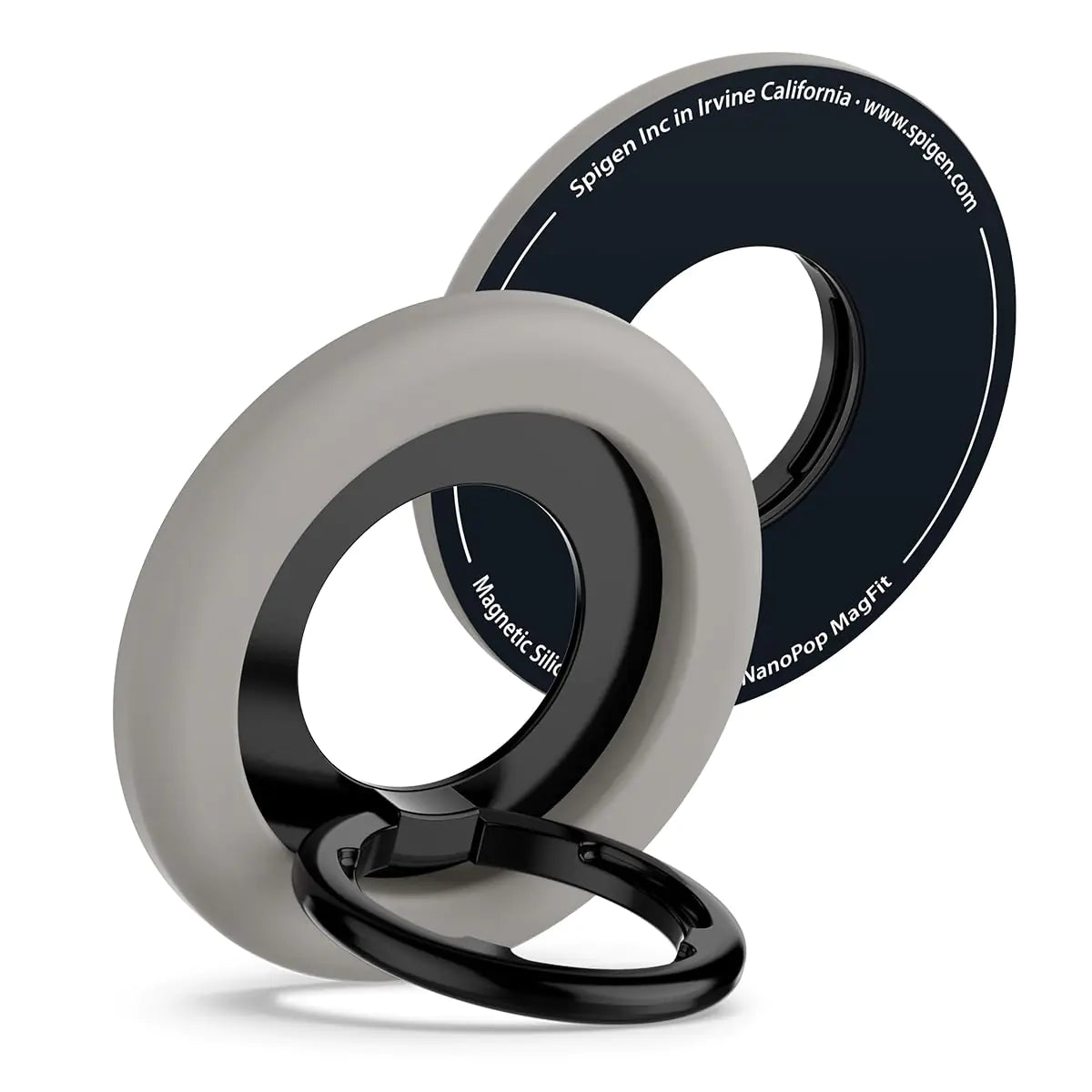 Spigen Nano Pop Magnetic Phone Grip Adjustable Holder Ring Kickstand Designed for MagSafe Compatible with iPhone 16 iPhone 15 iPhone 14 iPhone 13 iPhone 12 Series & MagSafe Cases - Truffle Gray