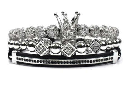 Crown Triangle Bracelet, Leather Strap Bracelet