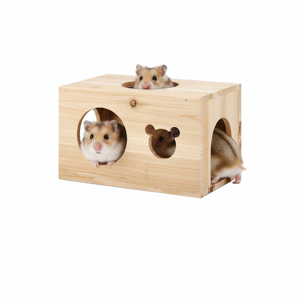 CHIIRAKU Chinchilla House – Natural Wooden Hideout for Teeth Grinding