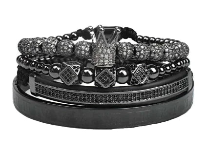 Crown Triangle Bracelet, Leather Strap Bracelet