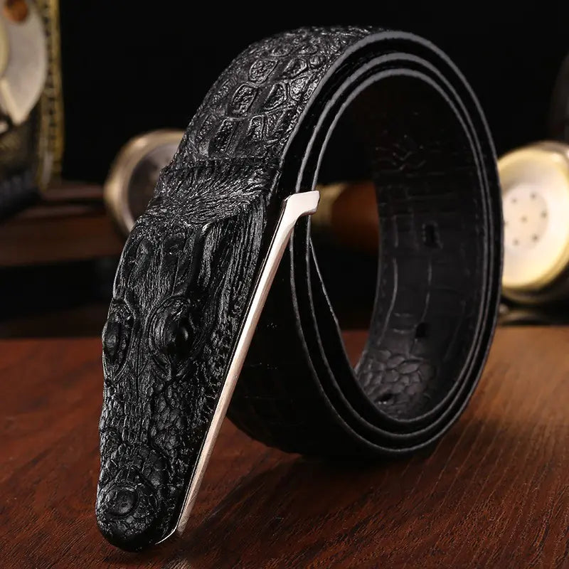 Crocodile Pattern Leather Belt for Men