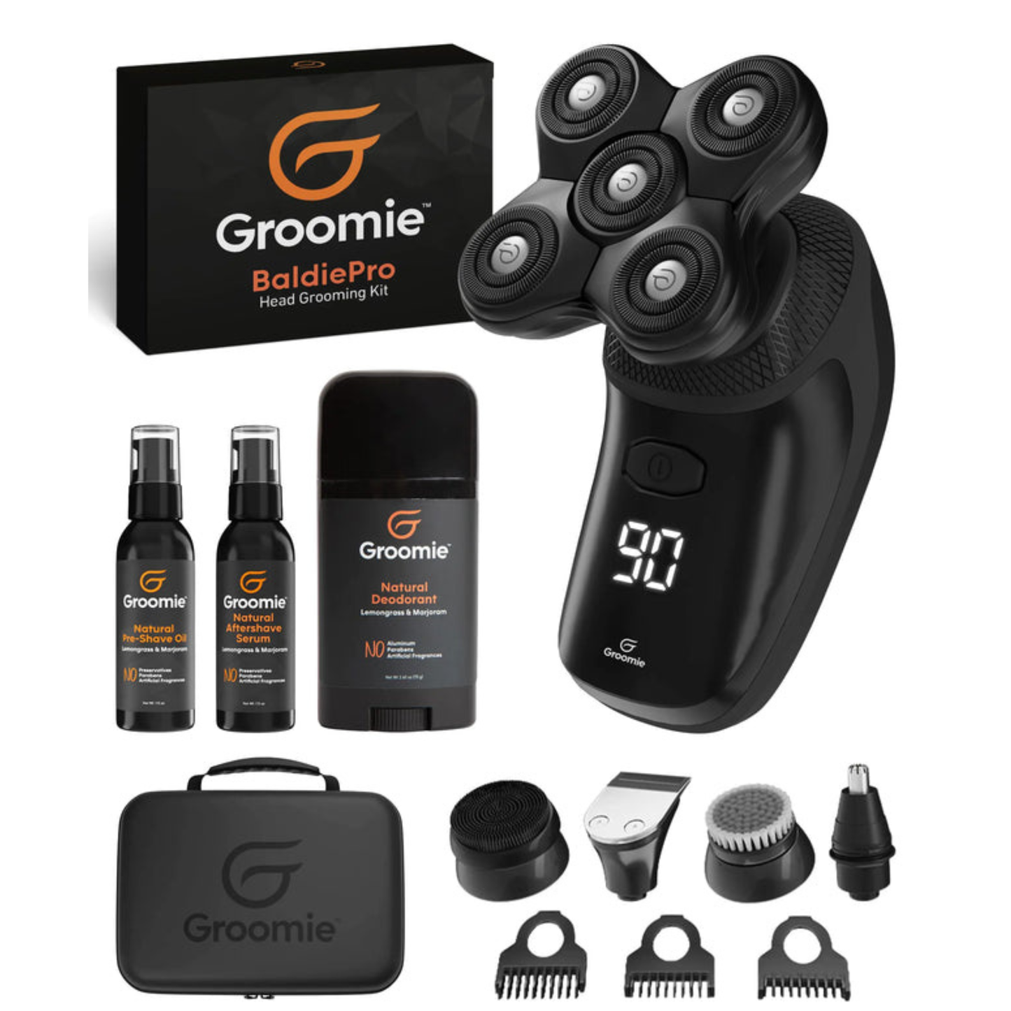 Head Shaver Set with Accessories & Travel Case