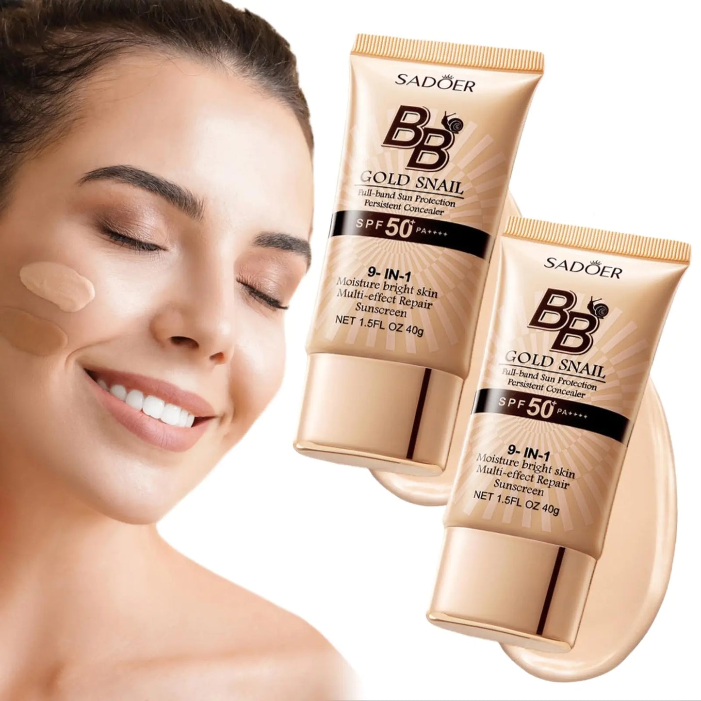 Generic Korean BB Cream with SPF 50 9 in 1 BB Cream Sunscreen SPF 50 Korean Waterproof Sweatproof Foundation Full Coverage Tinted Moisturizer Facial Concealer for Oily Skin Dry Skin (2Pcs 02#)